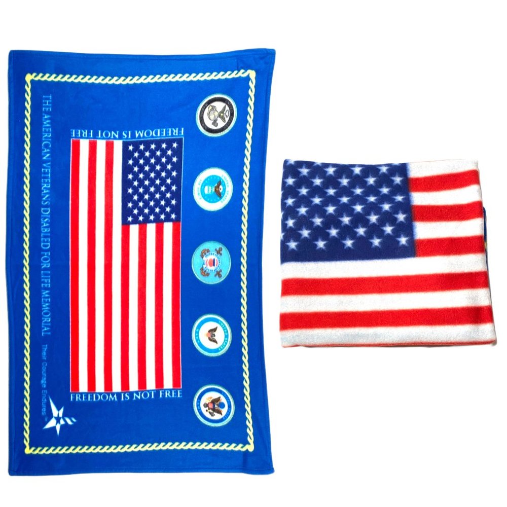 American Flag, Veterans Disabled for Life Memorial, Fleece, Throw Blanket, USA - Picture 1 of 15